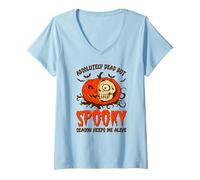 Femme Halloween Absolutely Dead, Spooky Season Keeps Me Alive T-Shirt avec Col en V
