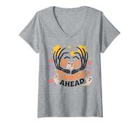 Femme Halloween Boho Spooky Things Ahead Stars T-Shirt avec Col en V