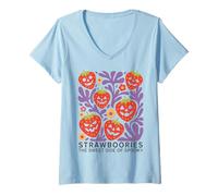 Femme Halloween Boho Strawboories Sweet Side of Spooky T-Shirt avec Col en V