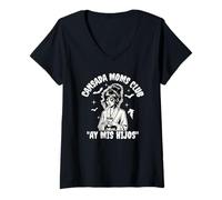 Femme Halloween Canada Moms Club Miss Hijos, drôle et effrayant T-Shirt avec Col en V