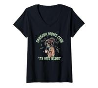 Femme Halloween Canada Moms Club Miss Hijos, drôle et effrayant T-Shirt avec Col en V