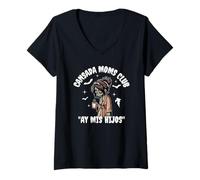 Femme Halloween Canada Moms Club Miss Hijos, drôle et effrayant T-Shirt avec Col en V