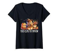 Femme Halloween Cavalier King Charles Spaniel is Too Cute to Spook T-Shirt avec Col en V