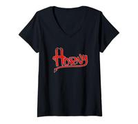 Femme Halloween Devil Horns Dirty Pun Devil Horny Costume T-Shirt avec Col en V