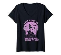 Femme Halloween drôle, je mets un sort sur votre citation de T-Shirt avec Col en V