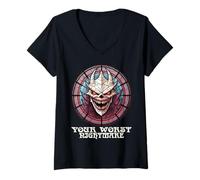 Femme Halloween Effrayant, Votre Pire Cauchemar, Une Goule effrayante et effrayante T-Shirt avec Col en V