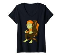 Femme Halloween Frankenstein Gamer Gaming Jeu vidéo Garçons Filles T-Shirt avec Col en V