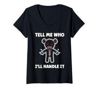 Femme Halloween Funny Quote Tell me Who Voodoo Doll T-Shirt avec Col en V