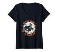 Femme Halloween Halloween Seules Les Mauvaises sorcières T-Shirt avec Col en V