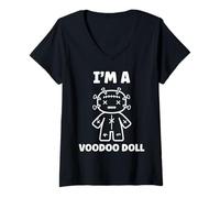 Femme Halloween Horror Funny Quote I'm a Voodoo Doll T-Shirt avec Col en V