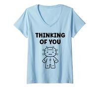 Femme Halloween Horror Funny Quote Thinking of You Voodoo Doll T-Shirt avec Col en V