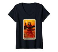 Femme Halloween Horror Nights La Emperatriz Tarot Card T-Shirt avec Col en V
