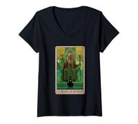 Femme Halloween Horror Nights La Reina De Bastos Tarot Card T-Shirt avec Col en V