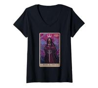 Femme Halloween Horror Nights La Reina De Espadas Tarot Card T-Shirt avec Col en V