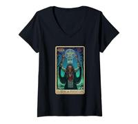 Femme Halloween Horror Nights La Reina De Pentáculos Tarot Card T-Shirt avec Col en V