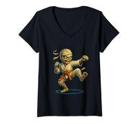 Femme Halloween Mummy Karaté T-Shirt avec Col en V