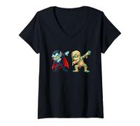 Femme Halloween Mummy Vampire Dabbing Spooky Mummy Dab Dance T-Shirt avec Col en V