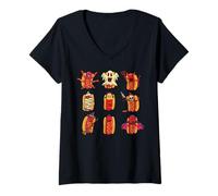 Femme Halloween Summer Hotdog Ghost Summerween Halloweiner Spooky T-Shirt avec Col en V