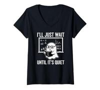 Femme Halloween Teacher I'll Just Wait Until It's Quiet T-Shirt avec Col en V