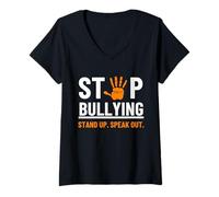 Femme Halte au harcèlement : Stand Up Speak Out, Enseignant de l'Orange Unity Day T-Shirt avec Col en V