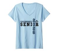 Femme Haltérophilie de Nuit Senior 2026 Graduation 63 T-Shirt avec Col en V
