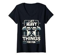 Femme Haltérophilie I Lift Heavy Things for Fun Haltérophile Gym T-Shirt avec Col en V