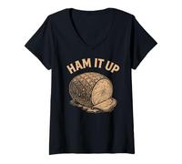 Femme Ham It Up Funny Ham T-Shirt avec Col en V