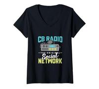Femme Ham Radio CB Système radio pour technicien de communication T-Shirt avec Col en V