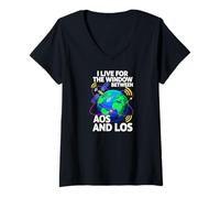 Femme Ham Radio Satellite AOS Los Acquisition Signal Design T-Shirt avec Col en V