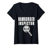 Femme Hamburger Inspector Costume d'inspecteur de Burger T-Shirt avec Col en V