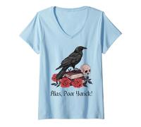 Femme Hamlet Shakespeare Play Citation Alas, Poor Yorick! T-Shirt avec Col en V