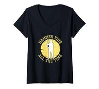 Femme Hammer Time est Toujours Un Directeur de Construction Amusant et contremaître T-Shirt avec Col en V