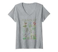 Femme Hamnet Botanical Illustration T-Shirt avec Col en V