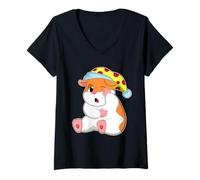 Femme Hamster Dormir Bonnet de Nuit T-Shirt avec Col en V
