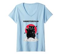 Femme Hamsterzilla Hamster Géant Kaiju Parodie Monstre T-Shirt avec Col en V