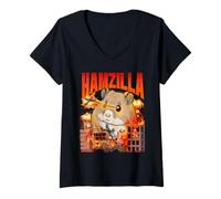 Femme Hamzilla - Propriétaire d'animaux Japonais Chuchoteur Animaux Amoureux des Rongeurs T-Shirt avec Col en V