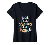 Femme Handicap Invisible Tous Les handicaps ne sont Pas Visibles T-Shirt avec Col en V