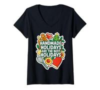 Femme Handmade Holidays are The Best Christmas Baking Baker Christmas T-Shirt avec Col en V