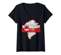 Femme Hands Off Drapeau du Groenland Pro-Groenland T-Shirt avec Col en V