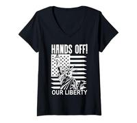 Femme Hands Off Sign,Resist Political Protest Signs Hands Off Flag T-Shirt avec Col en V