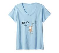 Femme Hang in There Monkey [ ] T-Shirt avec Col en V