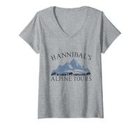Femme Hannibal Barca Alpine Tourne drôle Histoire T-Shirt avec Col en V