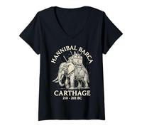 Femme Hannibal Barca Elephant Carthaginois Histoire T-Shirt avec Col en V