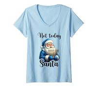 Femme Hanoukka drôle, Pas Aujourd'hui, Noël de Hanoukka T-Shirt avec Col en V