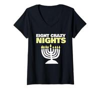 Femme Hanoukka Huit Crazy Nights T-Shirt avec Col en V