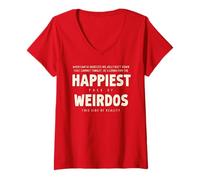 Femme Happiest Pack of Weirdos Funny Christmas T-Shirt avec Col en V
