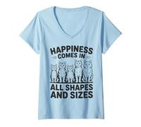 Femme Happiness Comes in All Shapes and Sizes Funny Meme Cat T-Shirt avec Col en V