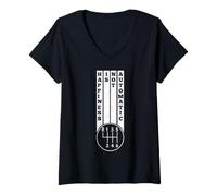 Femme Happiness is Not Automatic Transmission Manuelle 6 Vitesses T-Shirt avec Col en V