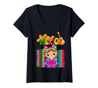 Femme Happy 5 De Mayo Cinco de Mayo Viva Mexico Fiesta Senorita T-Shirt avec Col en V