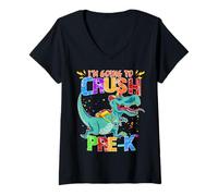 Femme Happy Back to School Day Look Out I'm Going to Crush Préscolaire T-Shirt avec Col en V